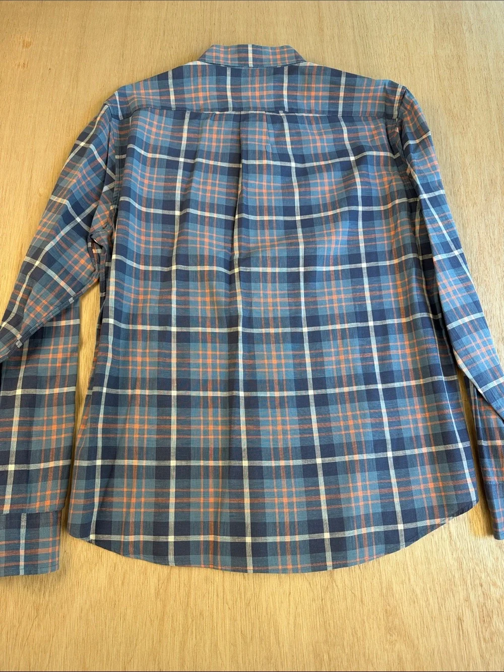 J.Crew Men’s Large 100% Cotton Plaid Button-Down Shirt Blue Orange Long Sleeve